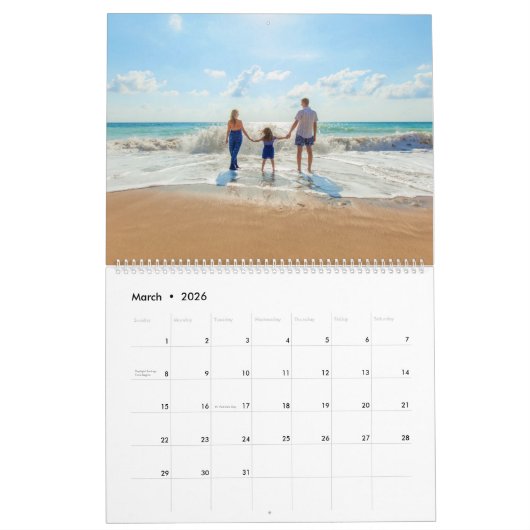 Aangepaste foto's Tekstkalender Uw foto's Gift Kalender (Mar 2026)