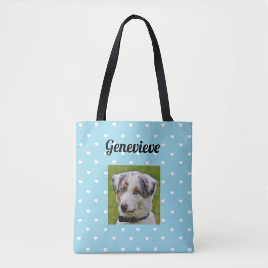 Aangepaste foto's van Dog Afdrukken BlueTote Bag Tote Bag (Voorkant)