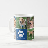 Aangepaste foto's van Dog Collage Blue Paw Print C Koffiemok (Voorkant links)