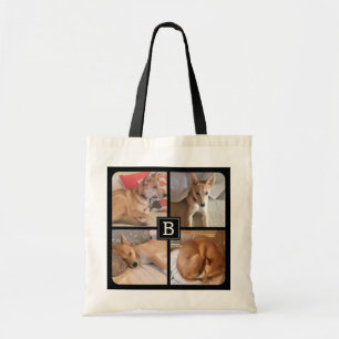 Aangepaste foto's van Dog Monogram Pet Levert Canv Tote Bag