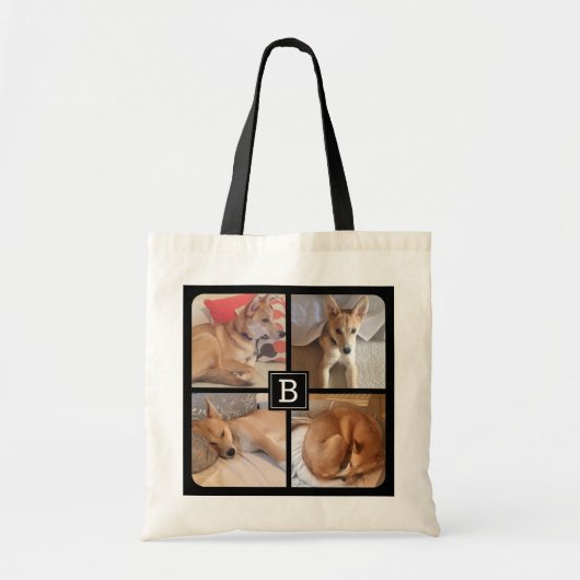 Aangepaste foto's van Dog Monogram Pet Levert Canv Tote Bag (Voorkant)