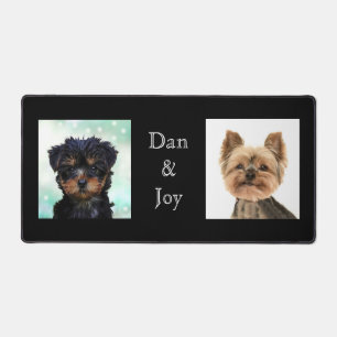 Aangepaste foto's van een cute kleine hond op zwar bureaumat