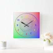 Aangepaste foto's van kinderen, gekleurde puzzelst vierkante klok (Huis)