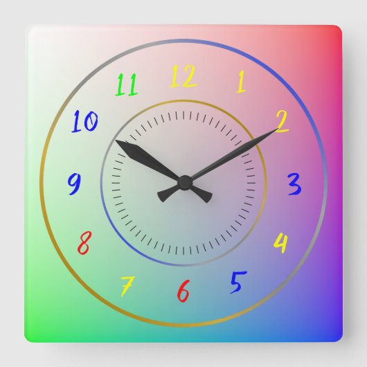 Aangepaste foto's van kinderen, gekleurde puzzelst vierkante klok (Voorkant)