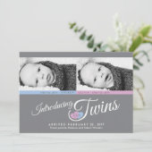 Aangepaste foto's van moderne grijze tweelingen - aankondiging (Staand voorkant)