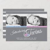 Aangepaste foto's van moderne grijze tweelingen - aankondiging (Voorkant / Achterkant)