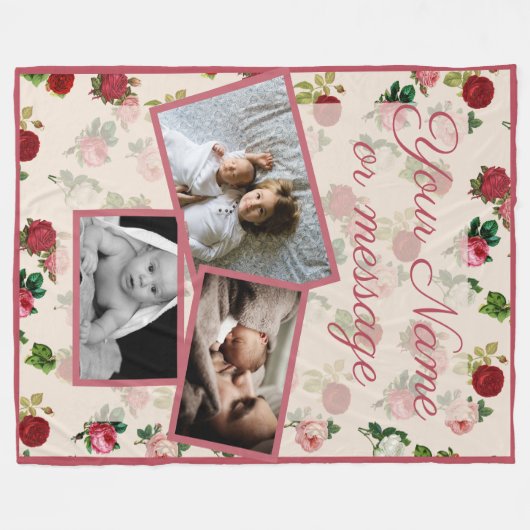 Aangepaste foto's van  Rozen Fleece Deken (Voorkant (Horizontaal))