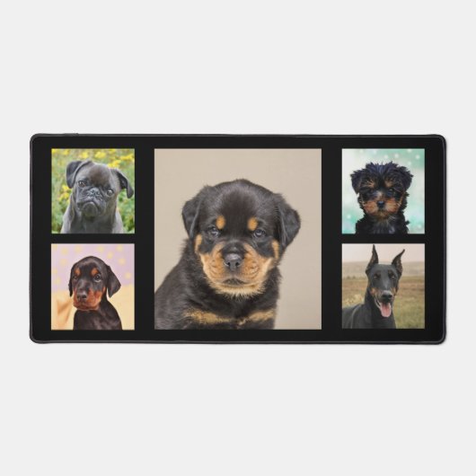 Aangepaste foto's van zwarte honden op zwarte bure bureaumat (Voorkant)