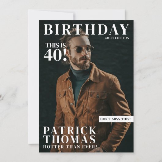 Aangepaste Foto's Verjaardagsblad Hoesje Man 40th Kaart (Voorkant)