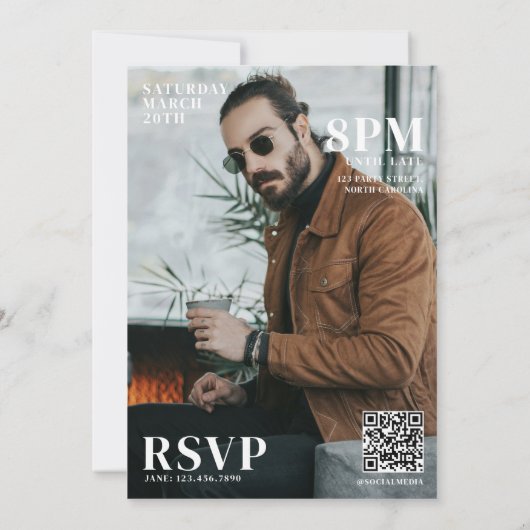 Aangepaste Foto's Verjaardagsblad Hoesje Man 40th Kaart (Achterkant)