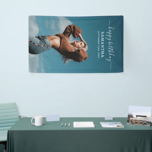 Aangepaste Foto's Verjaardagsfeest Selfie Afbeeldi Spandoek (Beurs)