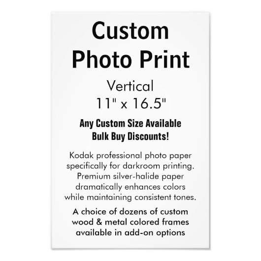 Aangepaste foto's - Verticaal 11 x 16,5 inch Foto Afdruk (Voorkant)