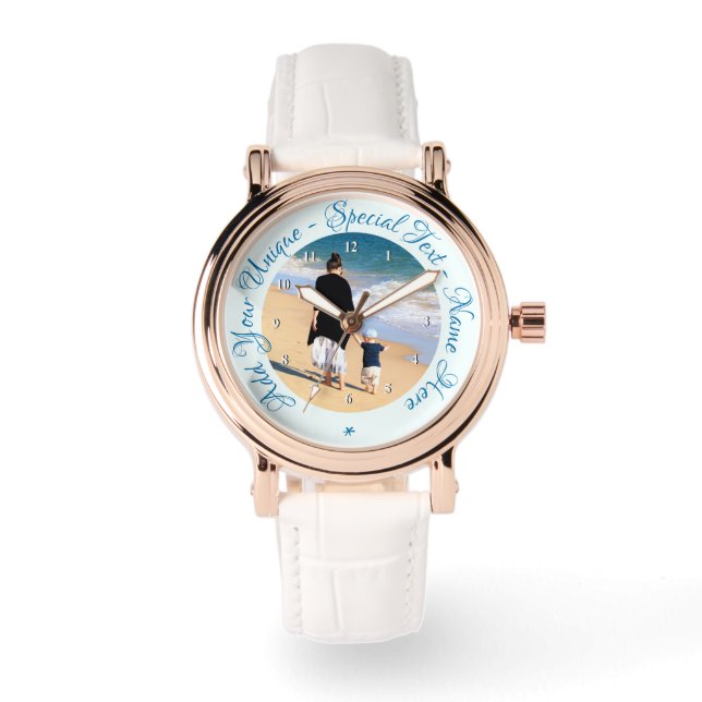 Aangepaste foto's volgen met je foto's en tekst horloge (Voorkant)