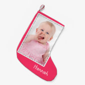 Aangepaste foto's voor meisjes met roze kerstcadea kleine kerstsok (Voorkant (Hangend))