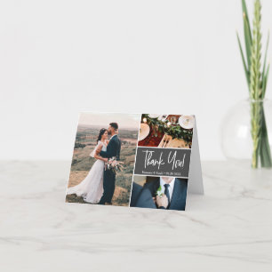 Aangepaste foto's voor Mod Gray Wedding Handletter Bedankkaart
