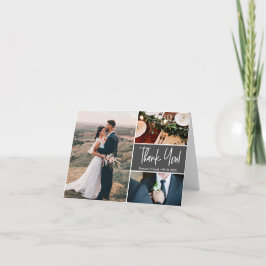 Aangepaste foto's voor Mod Gray Wedding Handletter Bedankkaart
