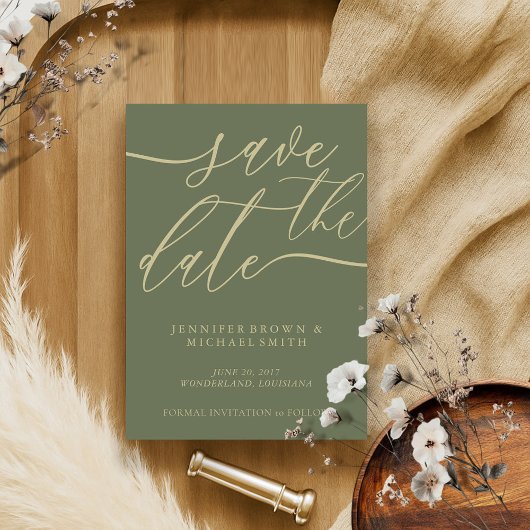 Aangepaste foto's voor Sage en Gold Weddenschap Ca Save The Date