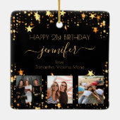 Aangepaste foto's vrienden verjaardag zwarte goude keramisch ornament (Achterkant)