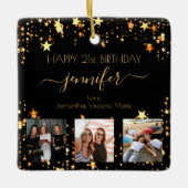 Aangepaste foto's vrienden verjaardag zwarte goude keramisch ornament (Voorkant)