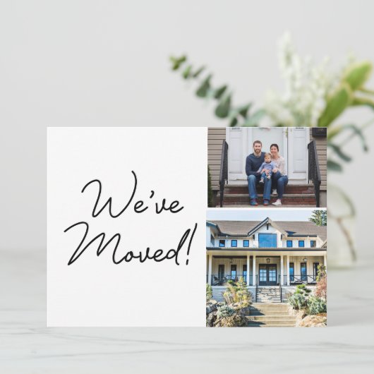 Aangepaste foto's We hebben Script New Home Addres Aankondiging (Staand voorkant)