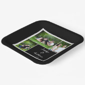 Aangepaste foto's zwart-wit bruiloft papieren bordje (Gebogen)