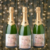 Aangepaste fotoscript tekst congrats party sparkling wijnetiket