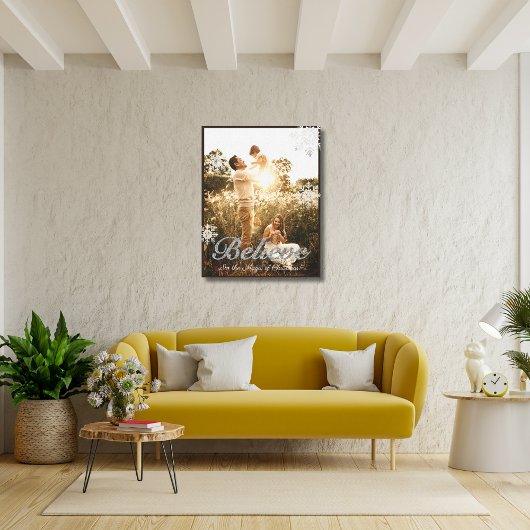 Aangepaste fotoserie Believe Silver Glitter Snow Canvas Afdruk
