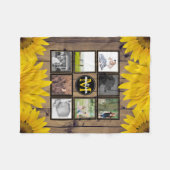 Aangepaste fotoserie Collage Rustic Sunflower Wood Fleece Deken (Voorkant (Horizontaal))