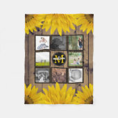 Aangepaste fotoserie Collage Rustic Sunflower Wood Fleece Deken (Voorkant)