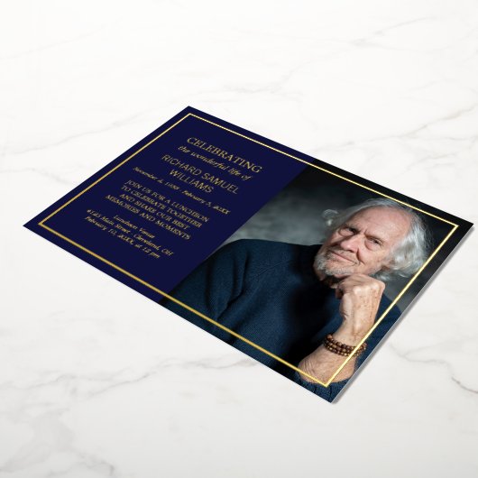Aangepaste fotoserie met Navy & Gold Foil Folie Uitnodiging (Gedraaid)
