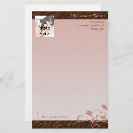 Aangepaste fotoserie, roze zwijn briefpapier (Voorkant / Achterkant)