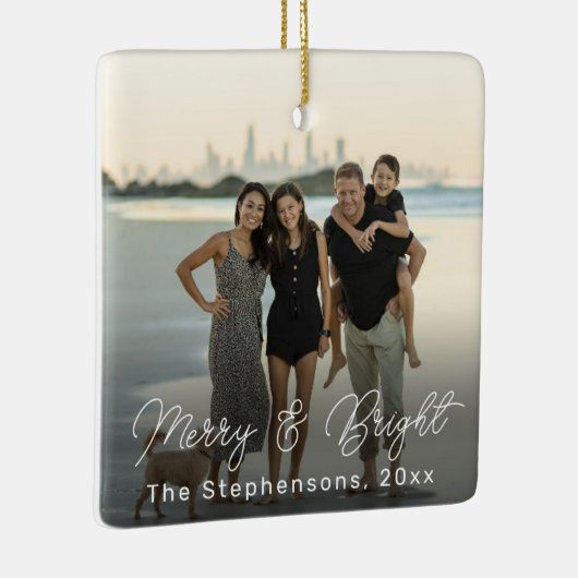 Aangepaste fotoserie voor Merry & Bright Typografi Keramisch Ornament (Rechts)