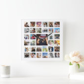 Aangepaste fotosjabloon collage vierkante klok (Huis)