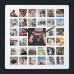 Aangepaste fotosjabloon collage vierkante klok<br><div class="desc">Gepersonaliseerd fotosjabloon collage - voeg meerdere foto's toe aan deze grote vierkante muurklok van Ricaso - een prefect keepname voor vrienden of familie of een traktatie voor jezelf</div>