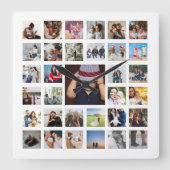 Aangepaste fotosjabloon collage vierkante klok (Voorkant)