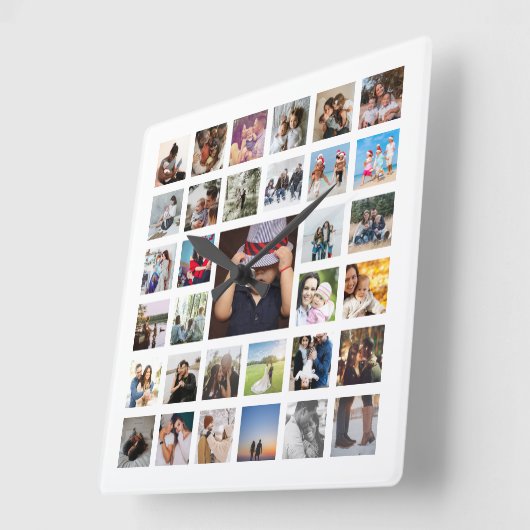 Aangepaste fotosjabloon collage vierkante klok (Hoek)