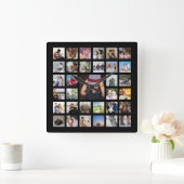 Aangepaste fotosjabloon collage vierkante klok (Huis)