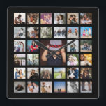 Aangepaste fotosjabloon collage vierkante klok<br><div class="desc">Gepersonaliseerd fotosjabloon collage - voeg meerdere foto's toe aan deze grote vierkante muurklok van Ricaso - een prefect keepname voor vrienden of familie of een traktatie voor jezelf</div>