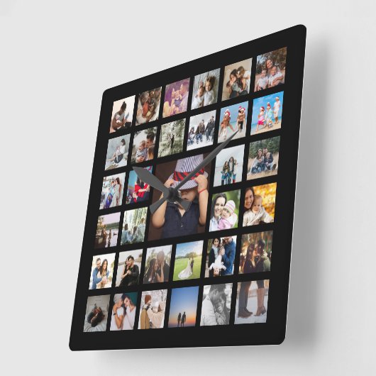 Aangepaste fotosjabloon collage vierkante klok (Hoek)