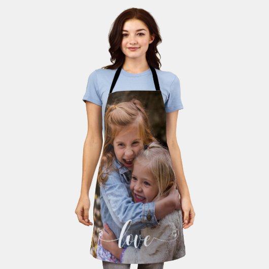 Aangepaste fotosjabloon Family Love Script Schort (Gedragen)