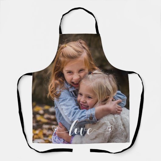 Aangepaste fotosjabloon Family Love Script Schort (Voorkant)