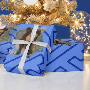 Aangepaste Fotosjabloon Griekse Inspiratie Blauw Cadeaupapier