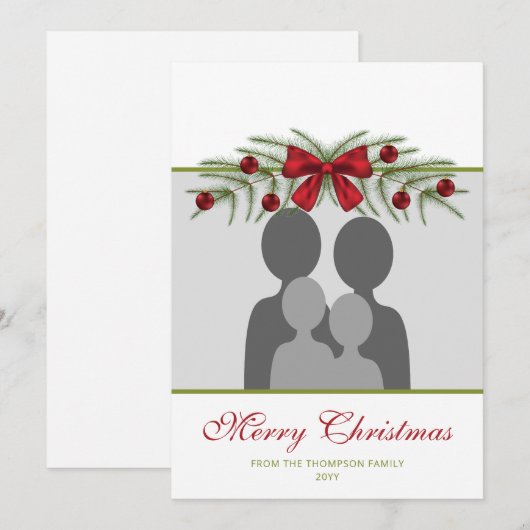 Aangepaste fotosjabloon met kerstgrond feestdagenkaart (Voorkant / Achterkant)