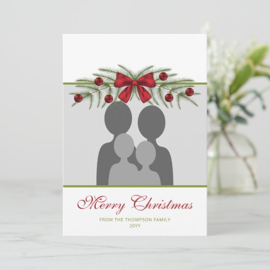 Aangepaste fotosjabloon met kerstgrond feestdagenkaart (Staand voorkant)