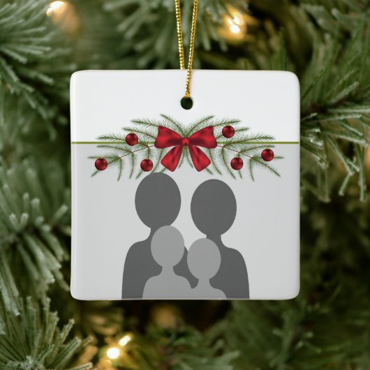 Aangepaste fotosjabloon met kerstgrond keramisch ornament (Boom)