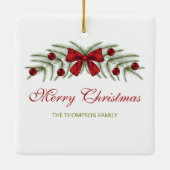 Aangepaste fotosjabloon met kerstgrond keramisch ornament (Achterkant)