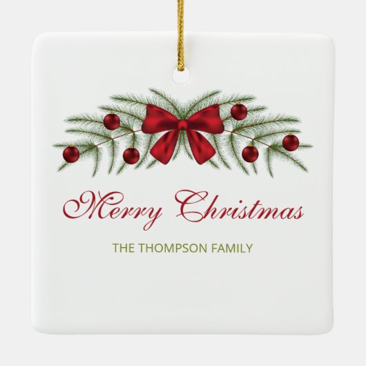 Aangepaste fotosjabloon met kerstgrond keramisch ornament (Achterkant)