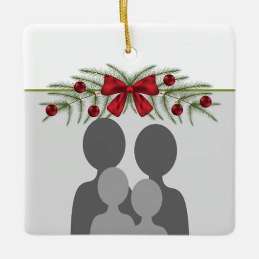 Aangepaste fotosjabloon met kerstgrond keramisch ornament (Voorkant)