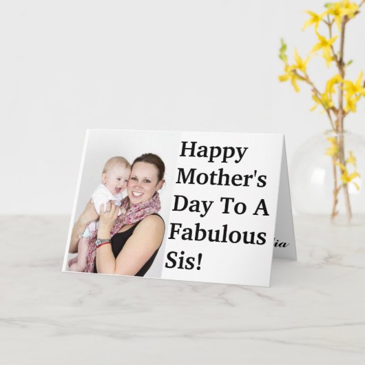 Aangepaste fotosjabloon voor zuster Moederdag Kaar Kaart (Gele Bloem)