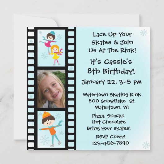 Aangepaste fotoSkating Party-uitnodigingen Kaart (Achterkant)